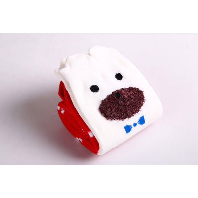 Girl's Cotton Long Socks with Animal Print