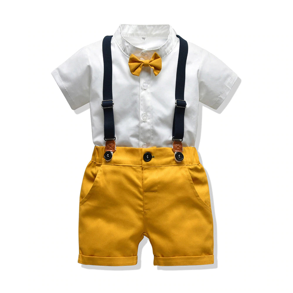 Baby Boy's Summer Clothing Set with Suspenders