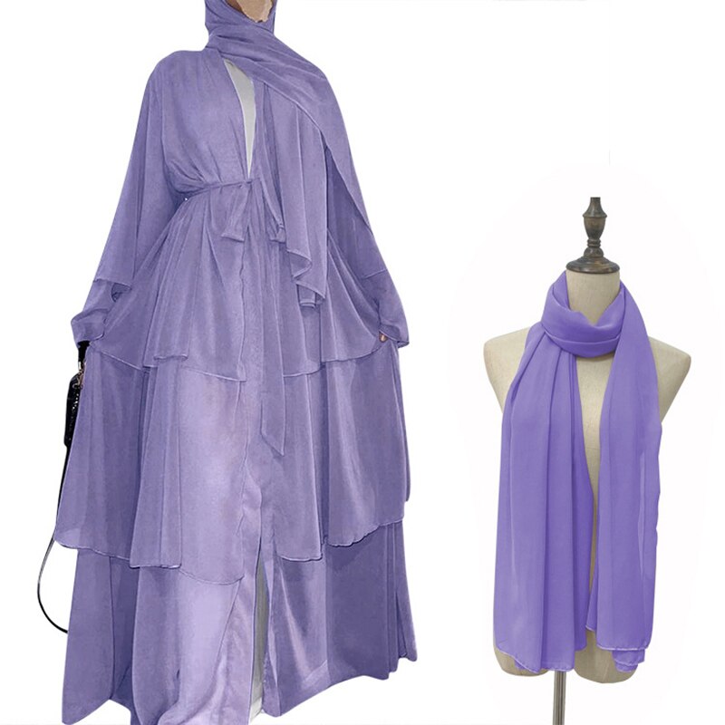 Women's Chiffon Solid Muslim Kaftan