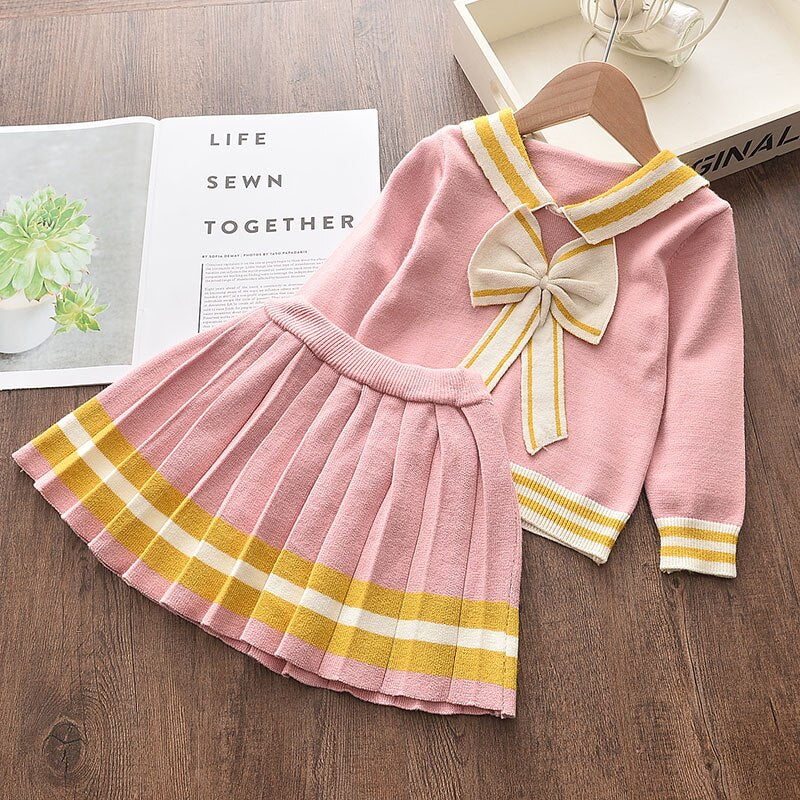 Girl's Warm Autumn Clothes Set with Skirt