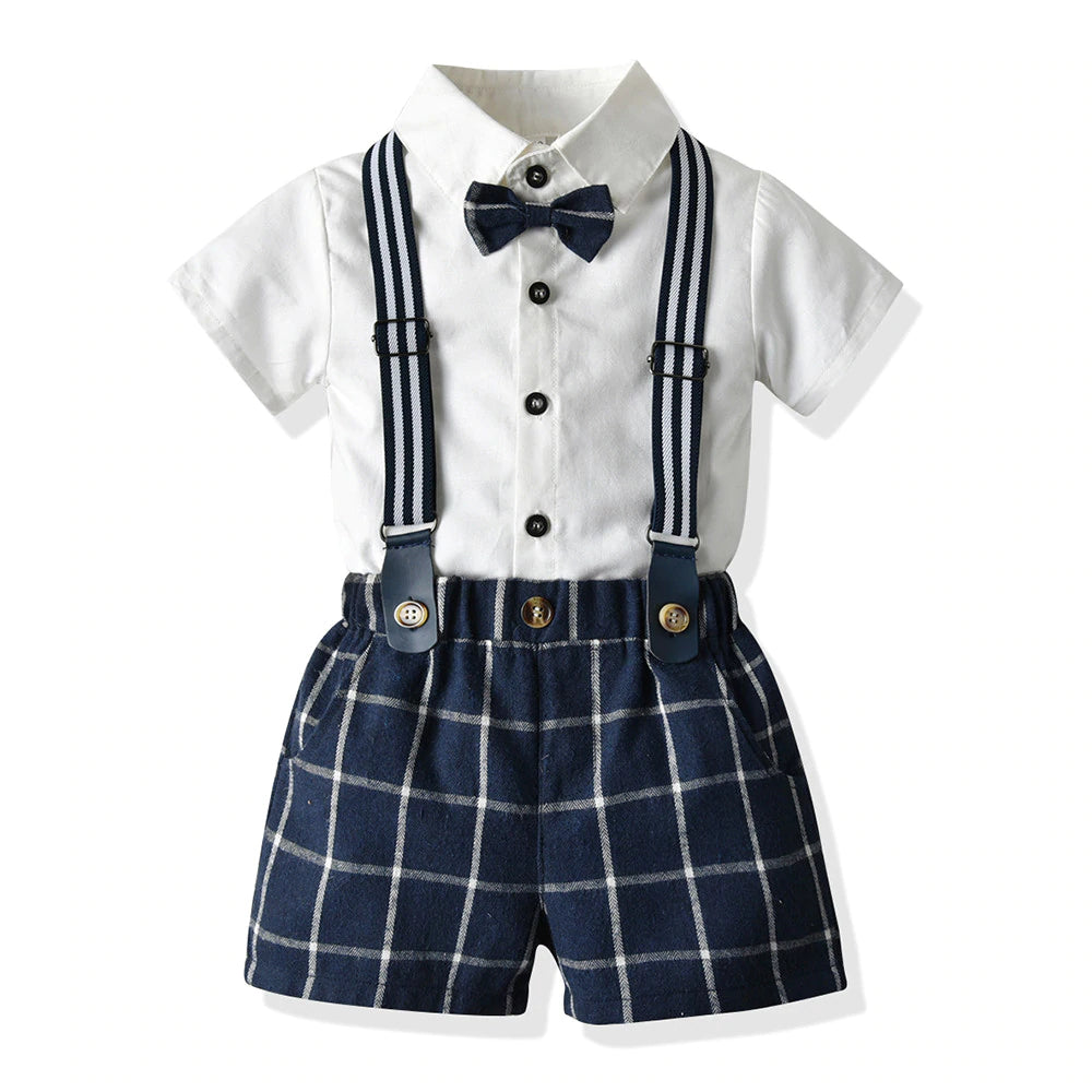 Baby Boy's Summer Clothing Set with Suspenders