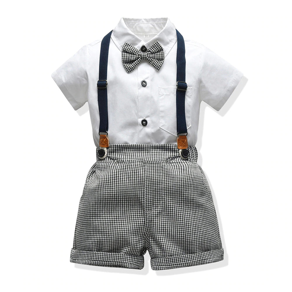 Baby Boy's Summer Clothing Set with Suspenders