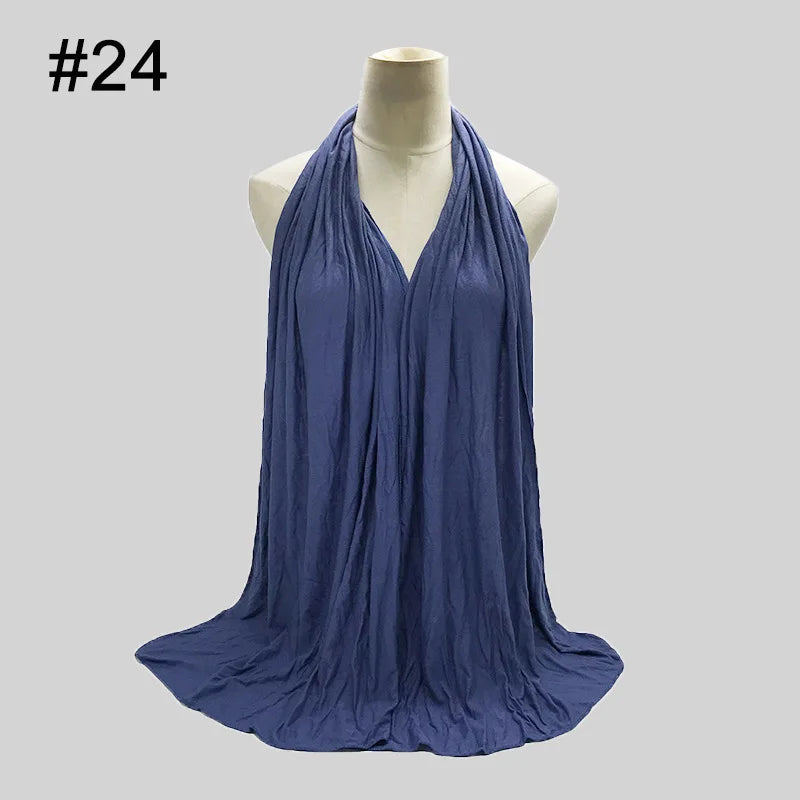 28Color Modal Cotton Jersey Hijab Scarf Ramadan Long Muslim Shawl Plain Solid Soft Turban Wraps For Women Headband