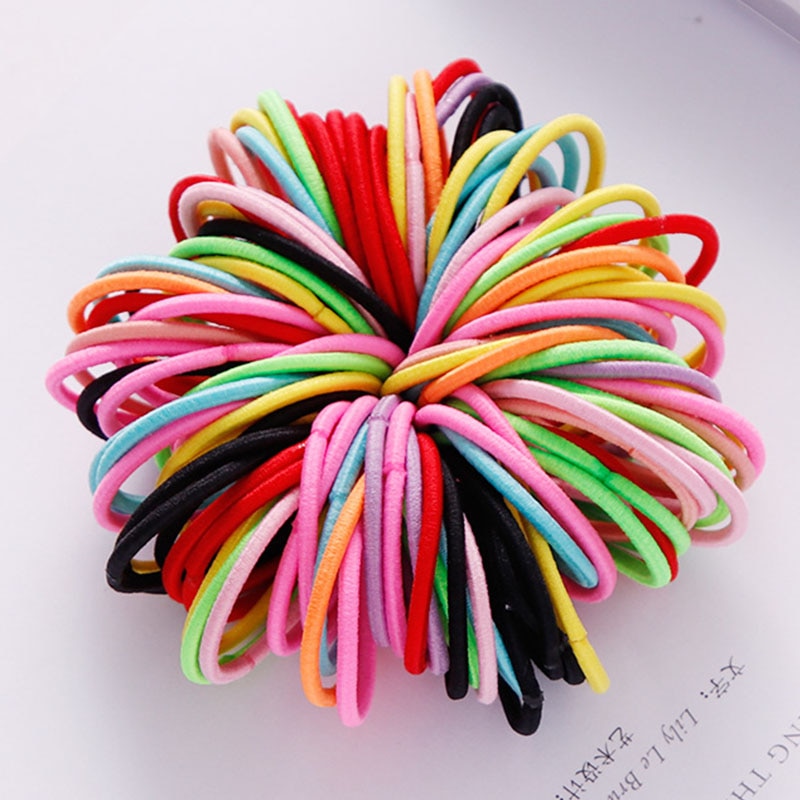 Elastic Nylon Hairbands 100 pcs Set