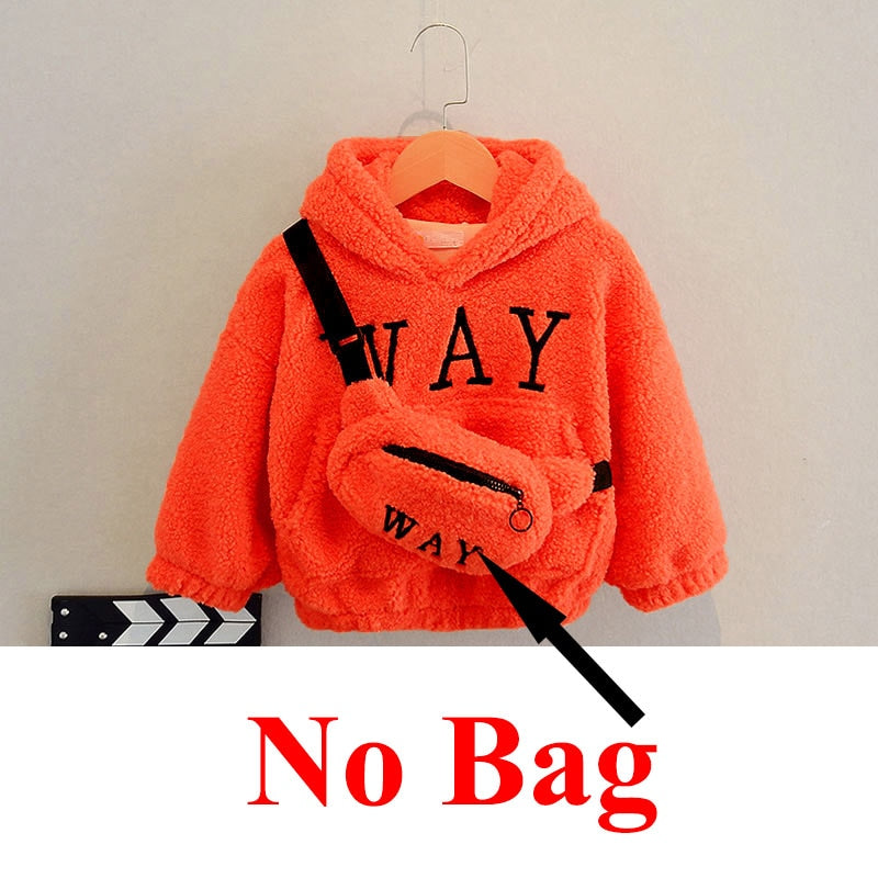 Kid's Plush Hoodie with Bag