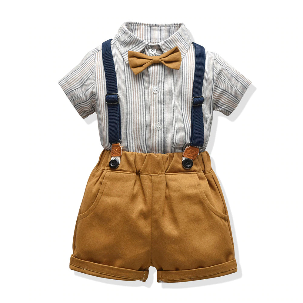 Baby Boy's Summer Clothing Set with Suspenders