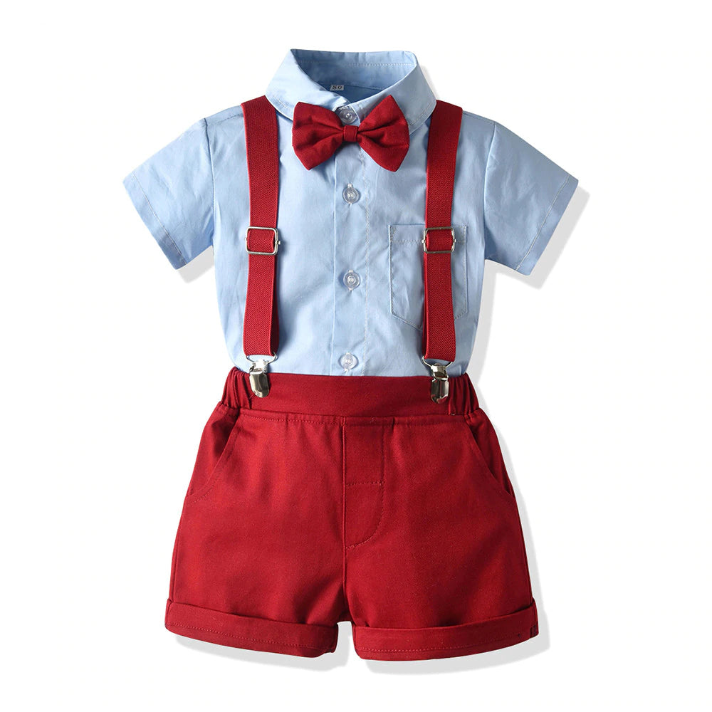 Baby Boy's Summer Clothing Set with Suspenders