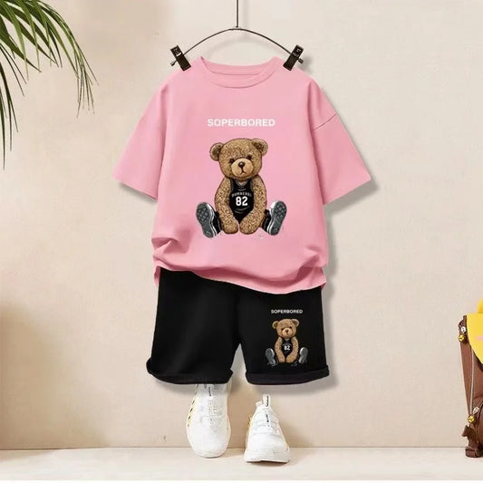 Summer Baby Boy Clothes Set Children Girls Cartoon Printed T-shirts and Shorts 2 Pieces Suit Kid Short Sleeve Top Bottom Outfits