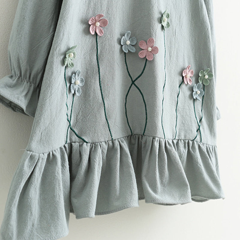 Girl's Mini Dress with Flowers Appliques