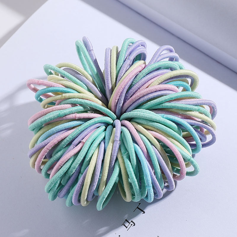Elastic Nylon Hairbands 100 pcs Set