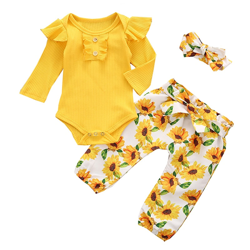 Baby Girls Printed Clothing Set 3 Pcs