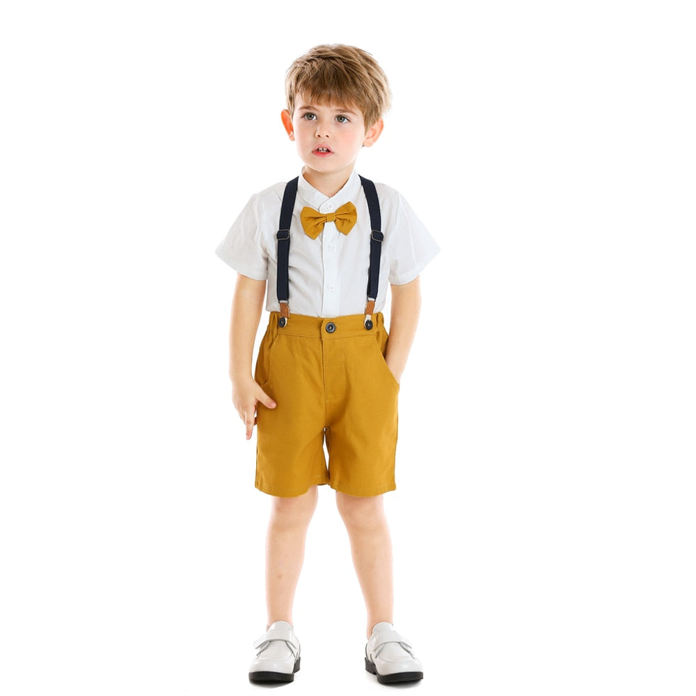 Baby Boy's Summer Clothing Set with Suspenders