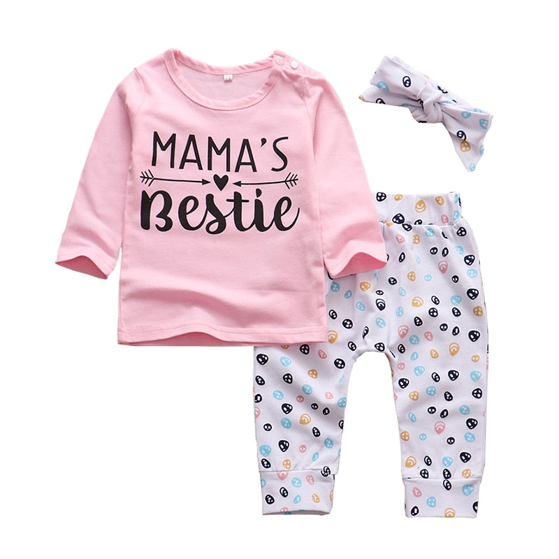 Baby Girls Printed Clothing Set 3 Pcs