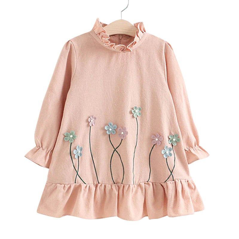 Girl's Mini Dress with Flowers Appliques