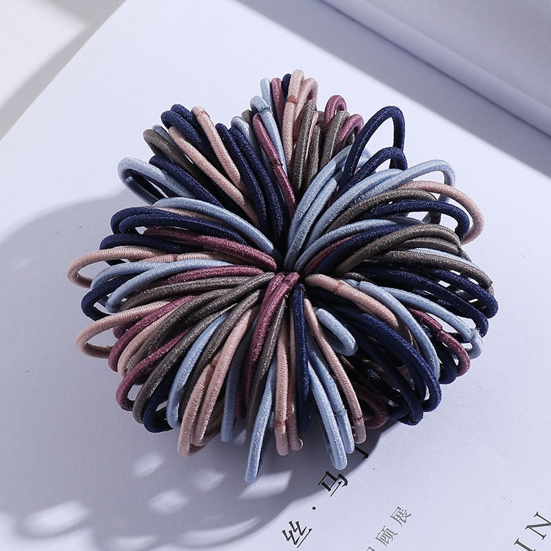 Elastic Nylon Hairbands 100 pcs Set
