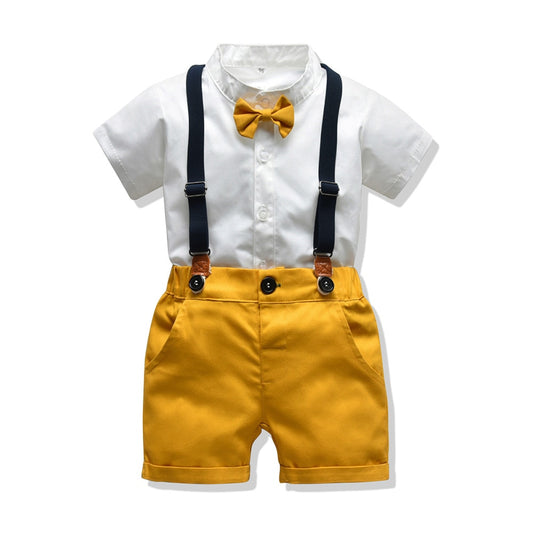 Baby Boy's Summer Clothing Set with Suspenders