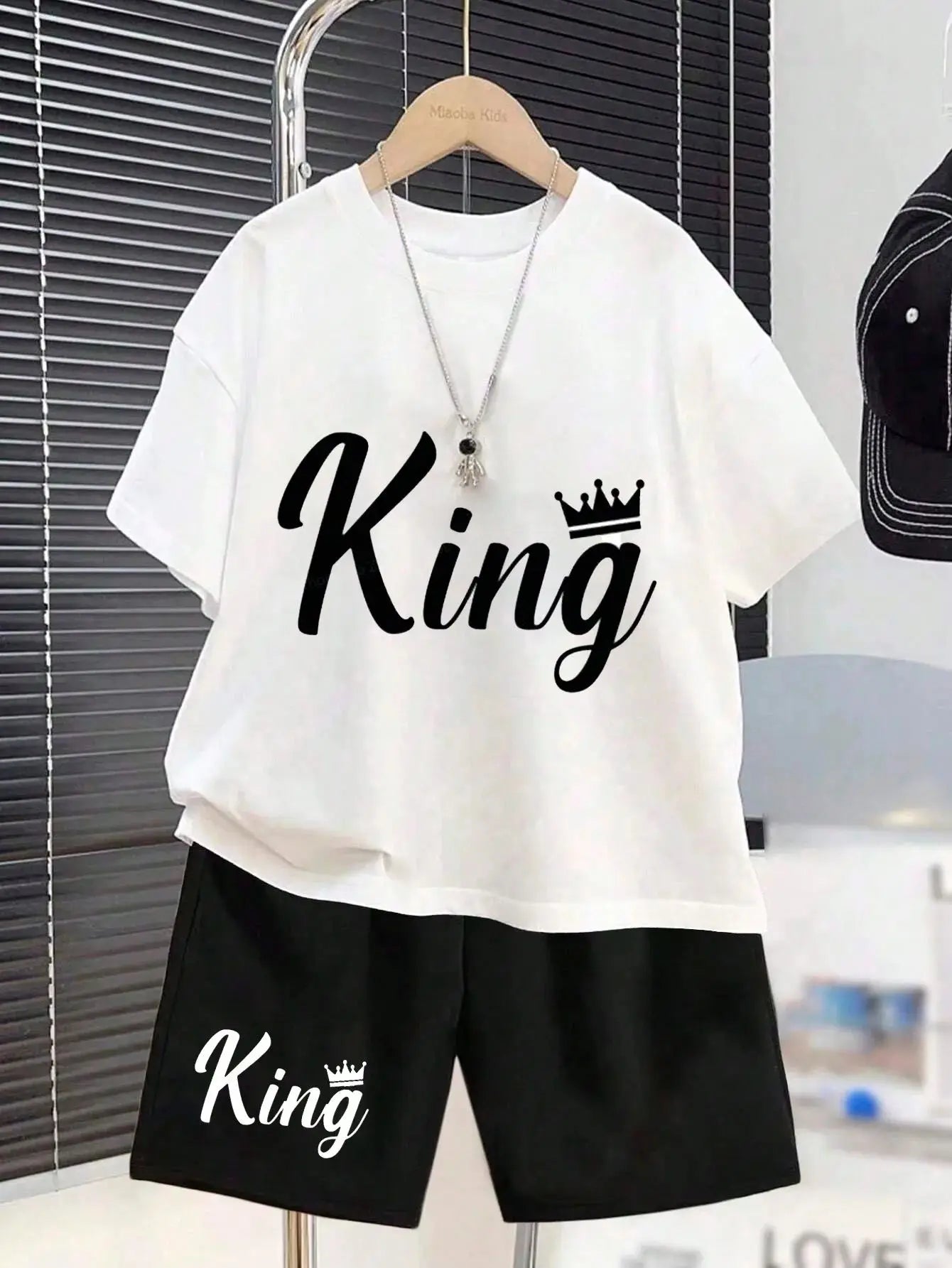 2025 summer new children's suit short sleeve shorts letter printed round neck T-shirt light breathable comfortable soft quick dr
