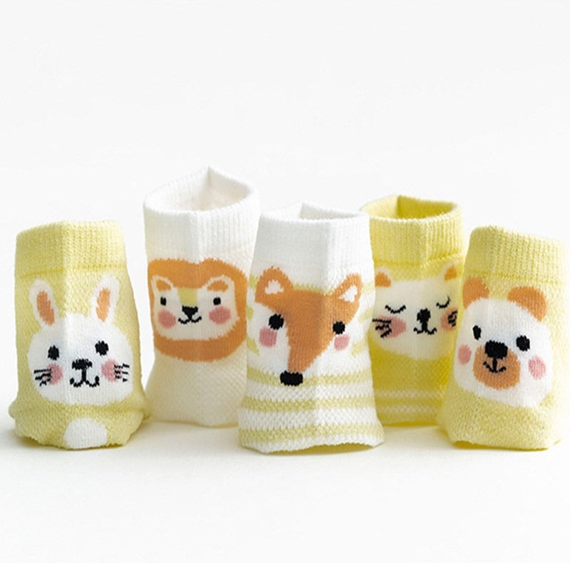 Baby's Animal Print Pastel Color Socks 5 Pairs Set