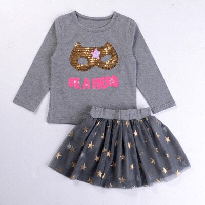 Girls' Cute Printed Cotton Clothes Set