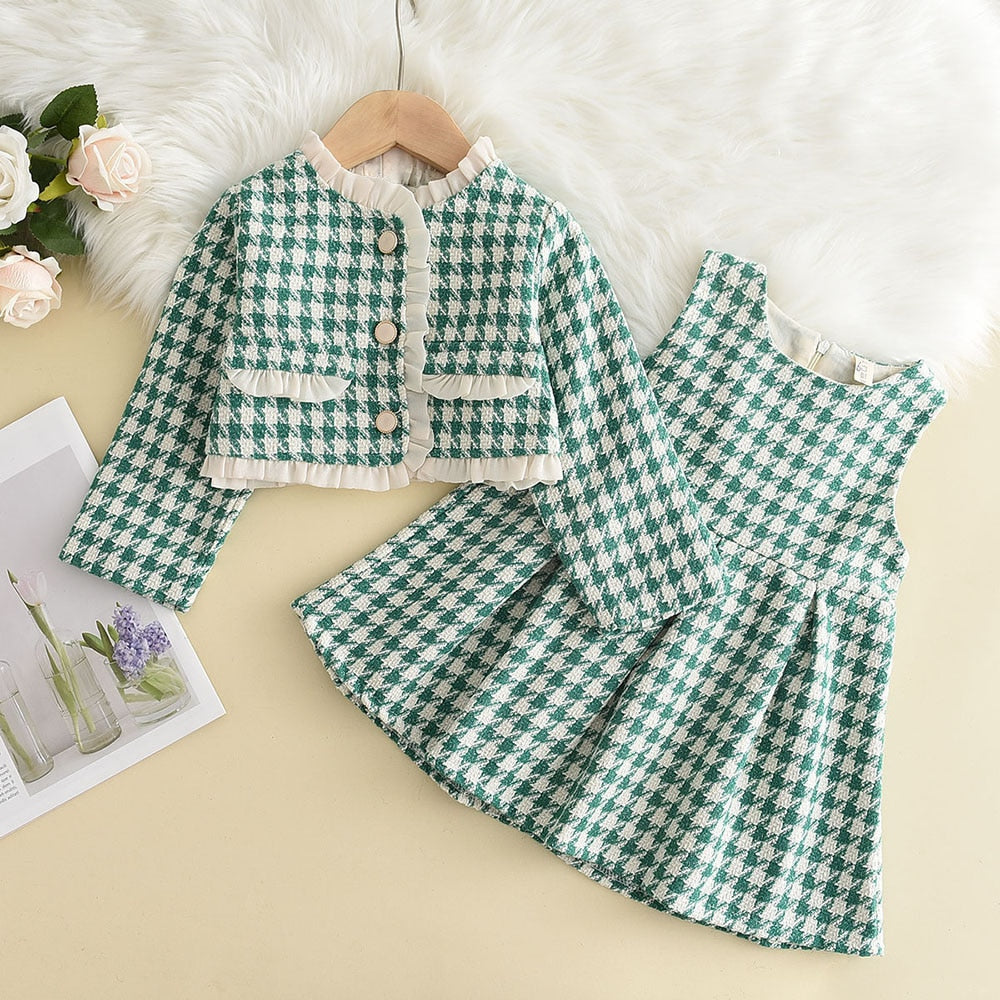 Girl's Warm Autumn Clothes Set with Skirt