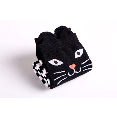 Girl's Cotton Long Socks with Animal Print