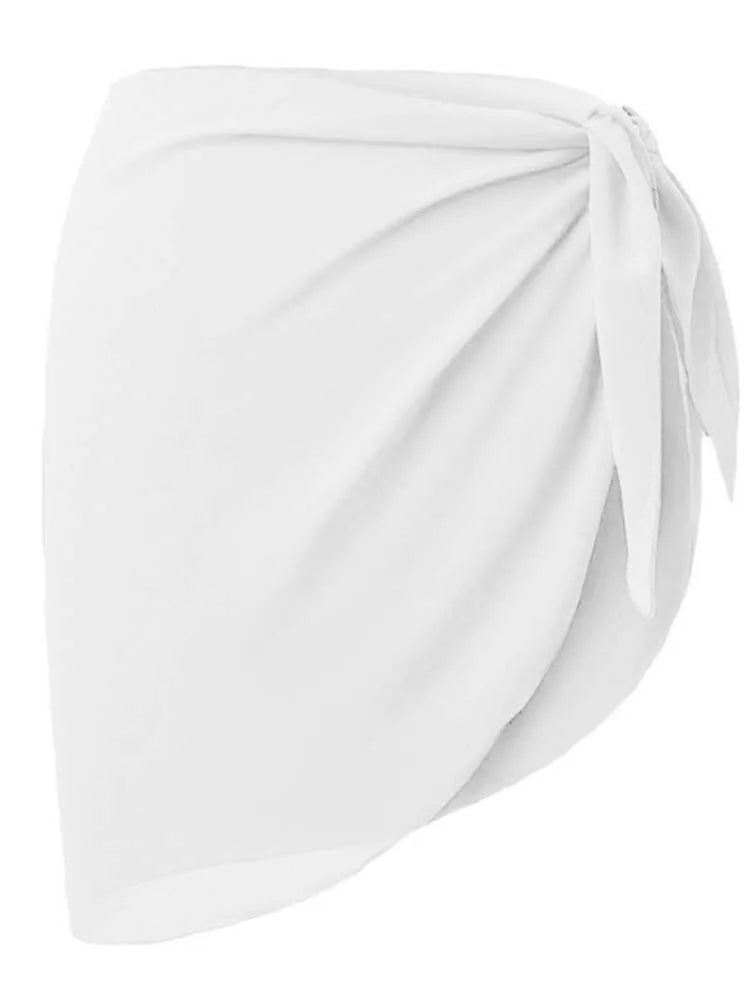 Summer Women Short Swimsuit Coverups Beach Bikini Wrap Sheer Skirt Chiffon Scarf See Through Cover Ups for Swimwear